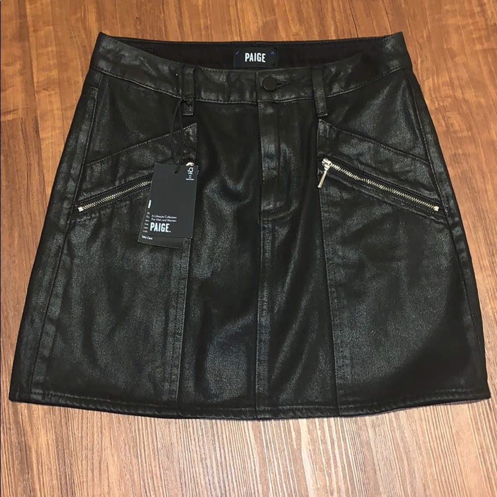 Liquid Coated Denim Skirt